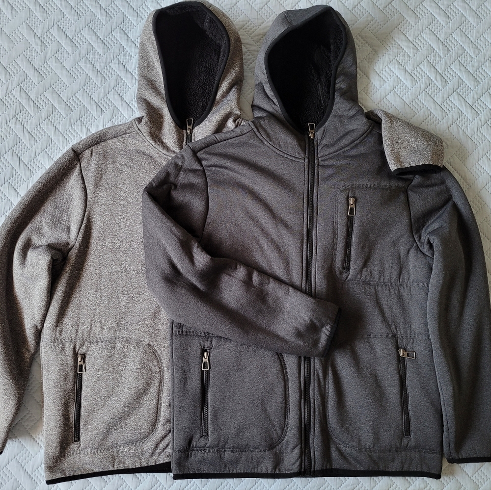 U.S. Life Men's Charcoal Gray Sherpa-Fleece Lined Full-Zip Hoodie - Picture 11 of 11